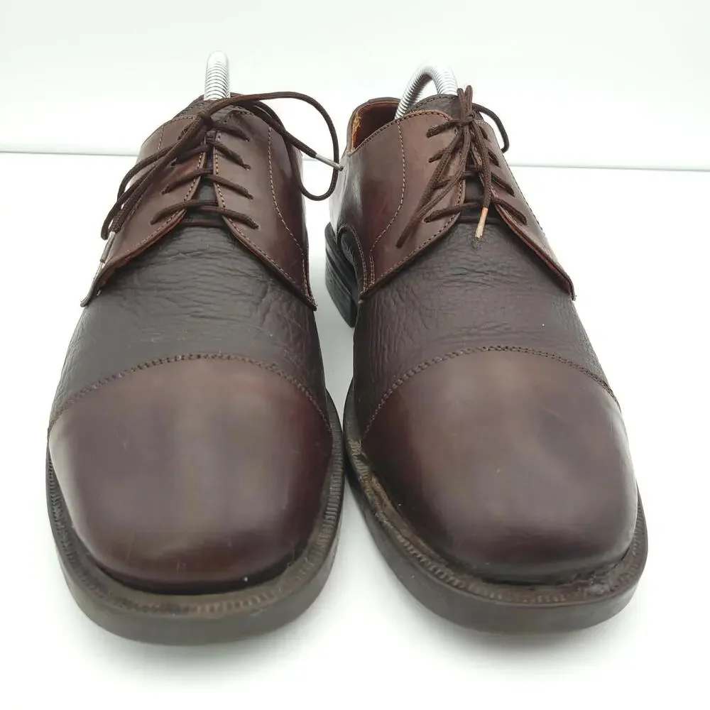 Brass Boot Oxford Shoes Mens 8 Brown Leather Cap Toe Dress Shoes‎ Made in Italy